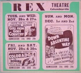 Rex Theatre - Old Flyer From 1940 Or So